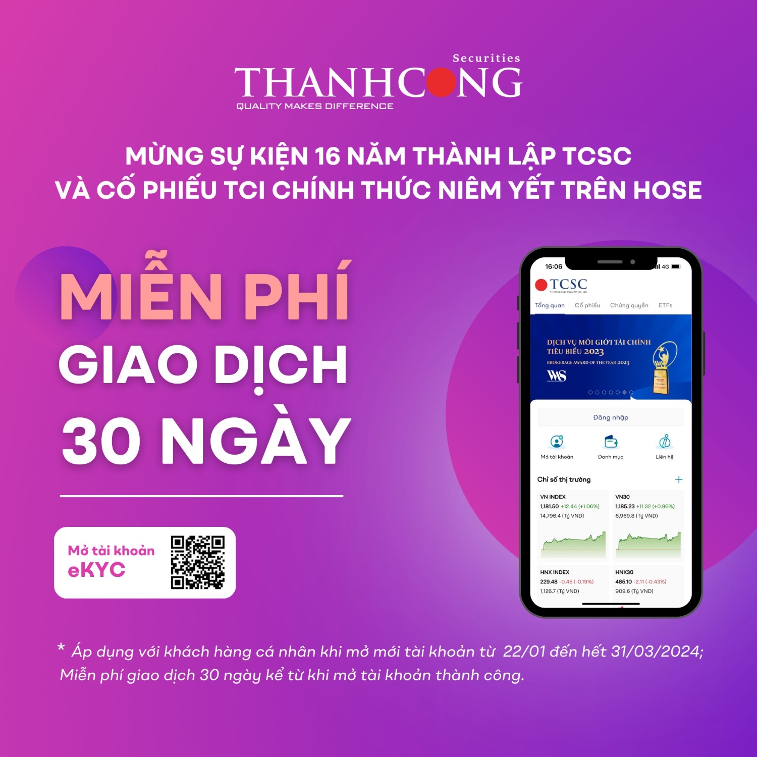 Miễn phí giao dịch