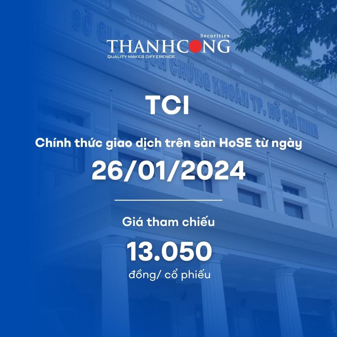 TCI   Ngày giao dịch đầu tiên