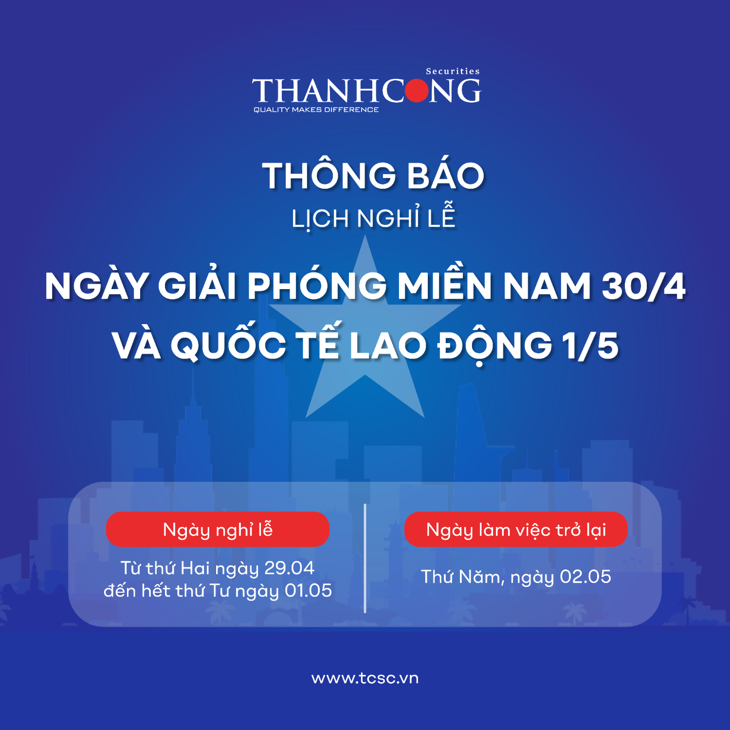 thông báo nghỉ lễ 30 5 1 5